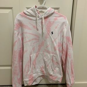 Polo by Ralph Lauren Pink and White Tie-Dye Hoodie